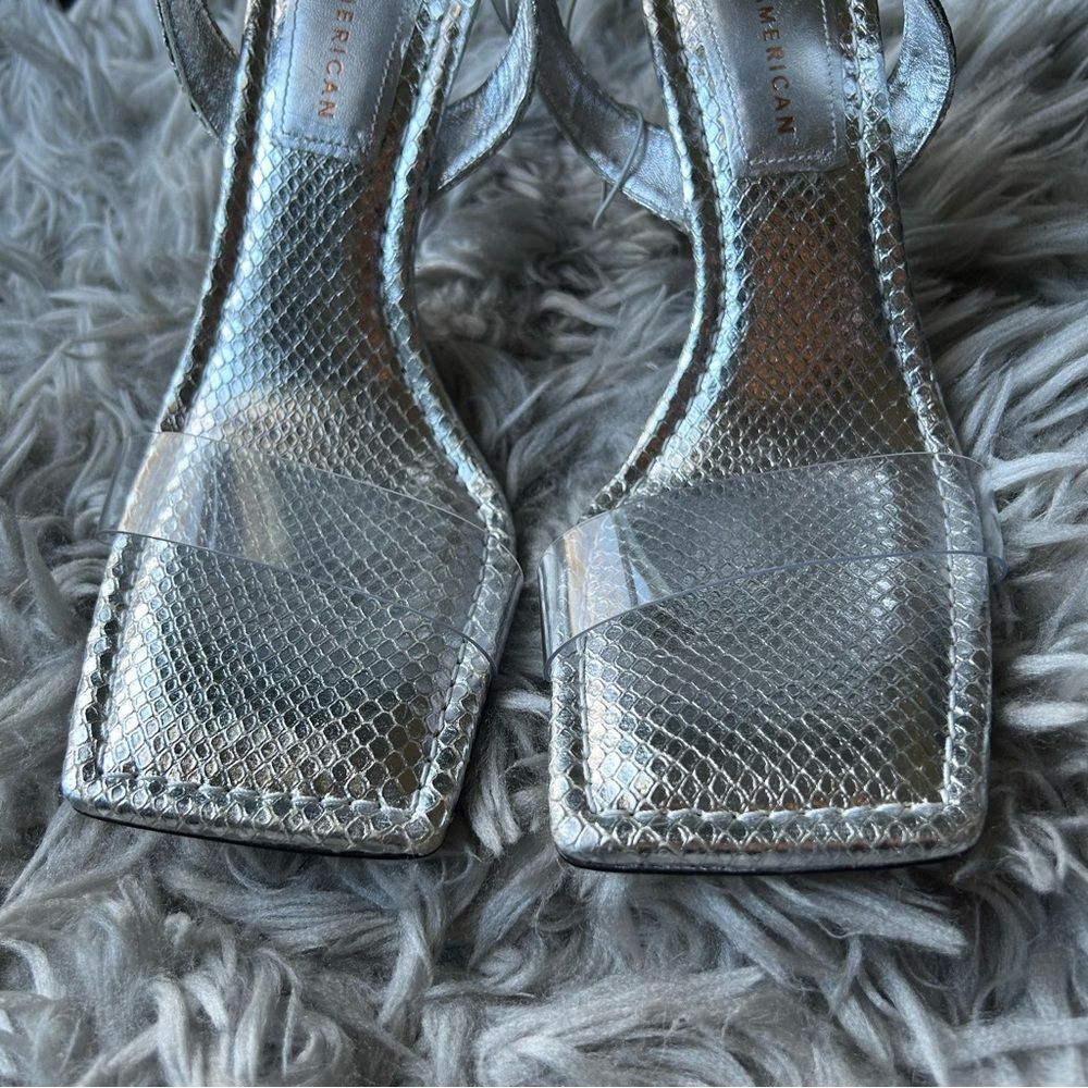 Good American silver square toe high heel sandals women's shoe size 9.5 - Picture 5 of 11